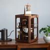 BEPAN Rotatable 4-Tier Walnut Wood Storage Rack Desktop Organizer for Cups Coffee Accessories Solid Wood Stand Home Storage