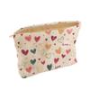 Women's Practical Corduroy Cosmetic Bag Hand Painted Letter Color Heart Print Zipper Pouch for Bridesmaid Gift