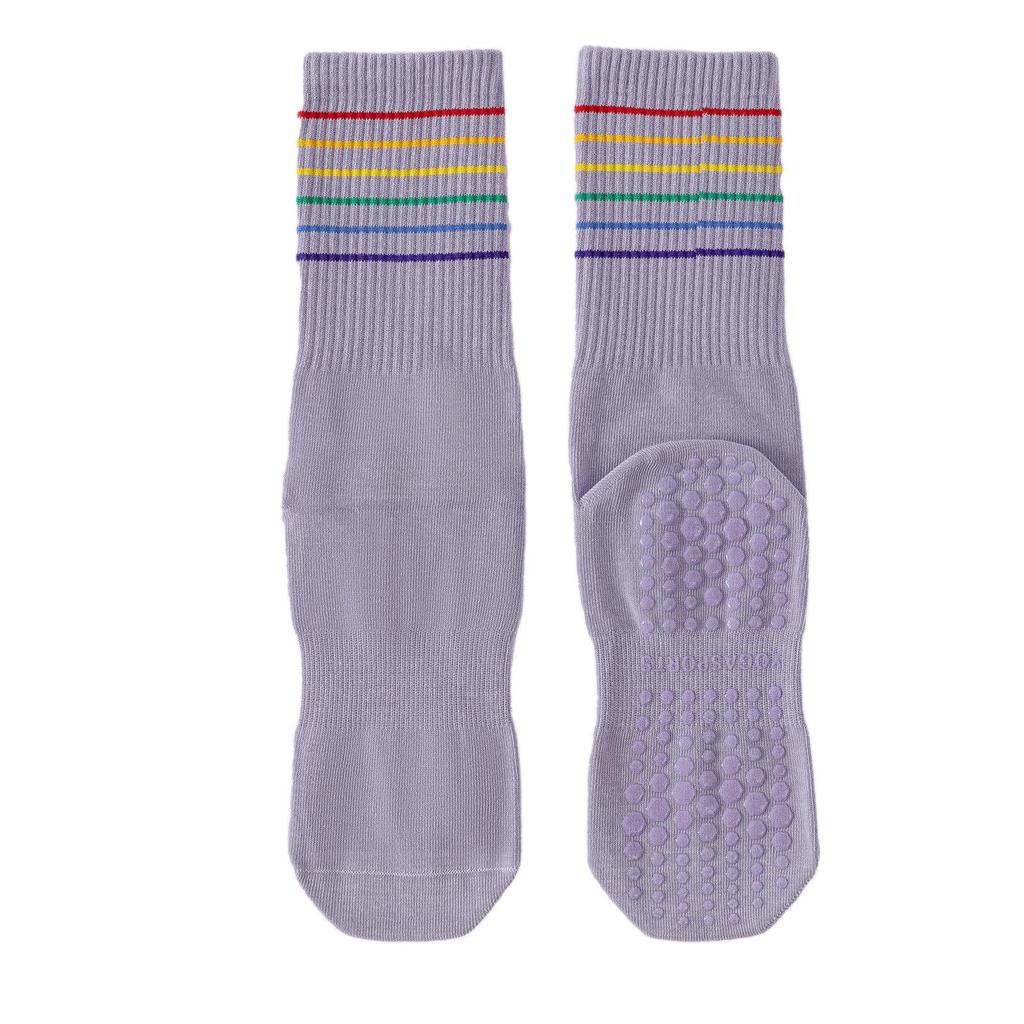 Two Wolves Women's Non-Slip Ballet Yoga Socks, Mid-Calf, Pure Cotton, Sweat-Absorbing, Anti-Odor.