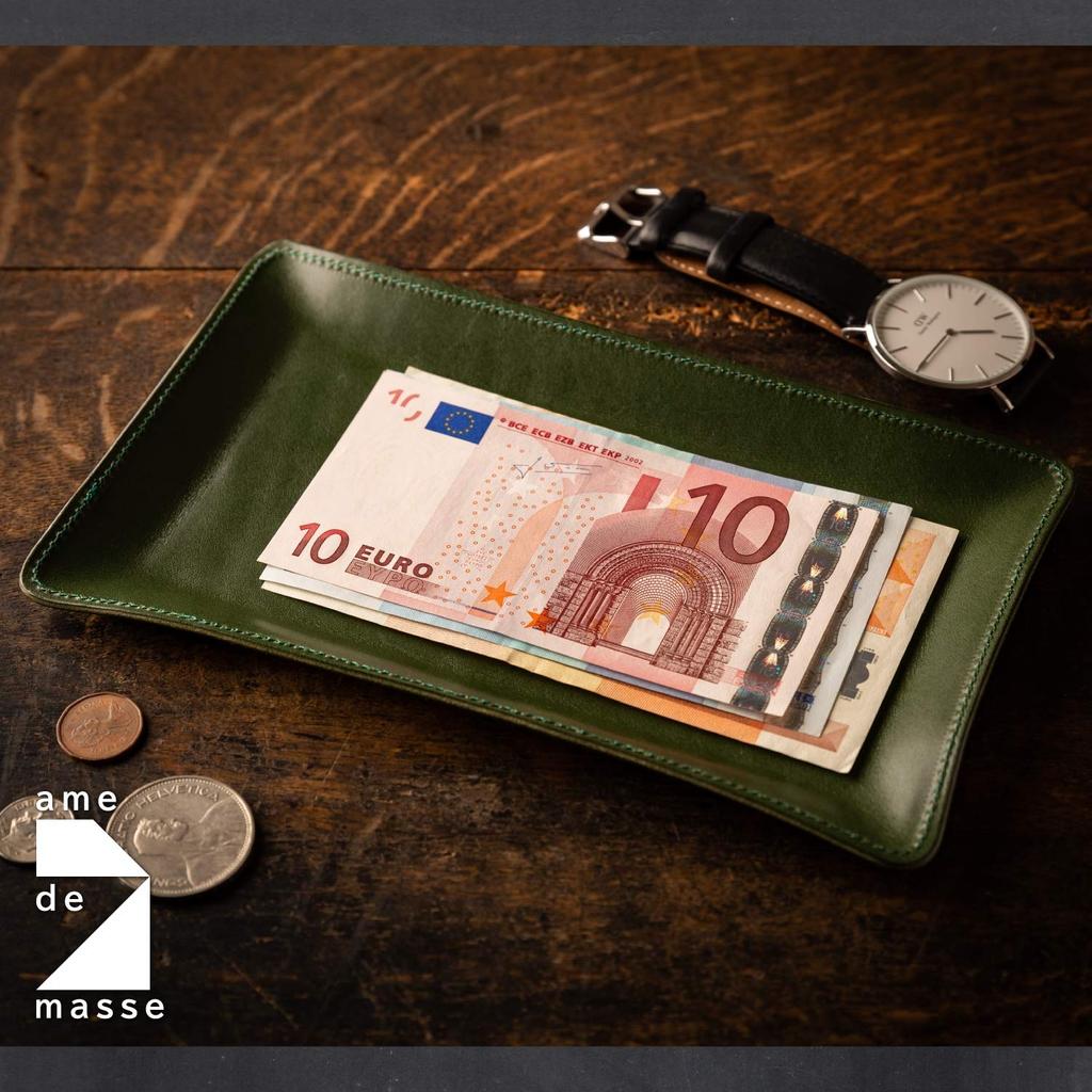 Am de Mas TY-007 Long Small Item Tray, Made in Japan with Genuine Tochigi Leather, for Tabletop Storage, Accessories, Handmade, Lightweight, Black