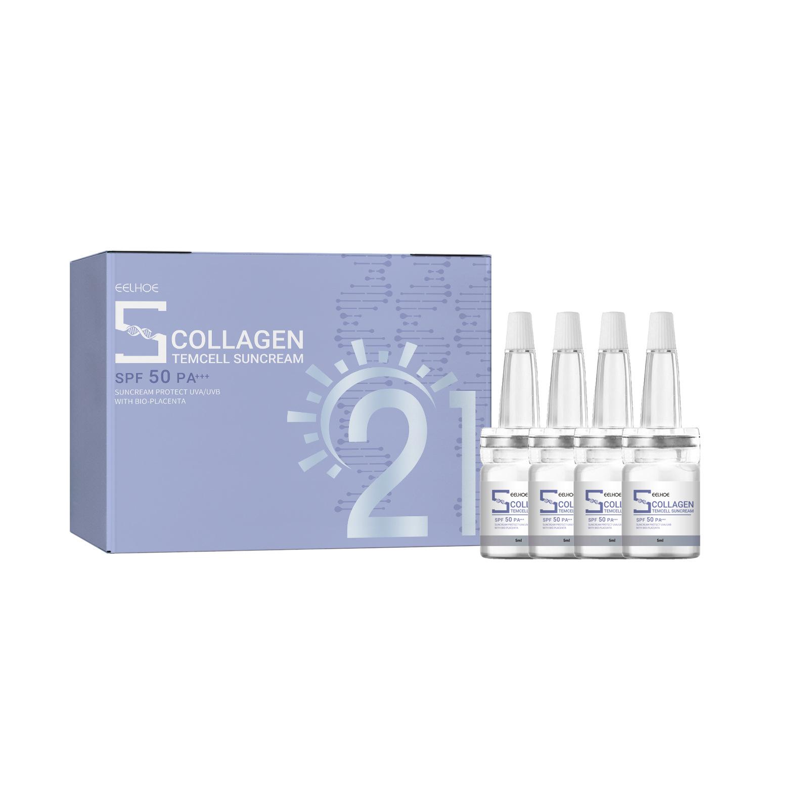 

EELHOE Коллагеновый солнцезащитный крем Уход за кожей лица и тела SPF45++ УФ-защитный крем от солнца Контроль жирности Увлажняет осветляет кожу Жемчужный консилер 5ml*4pcs