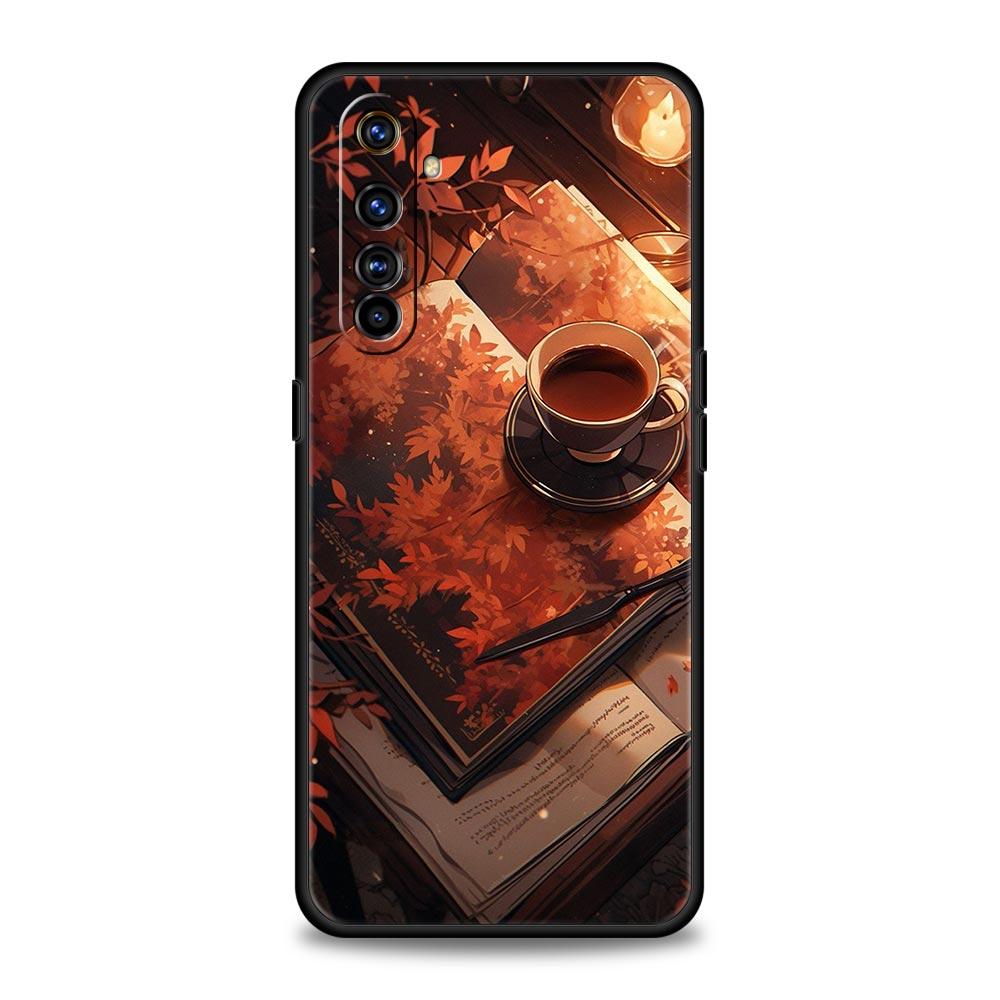 Pumpkin Autumn Leaves Coffee Case For Realme C67 C63 C55 C53 C35 C25 C21 GT 2 3 5 6 10 11 12 13 Pro Plus 5G Soft TPU Phone Cover