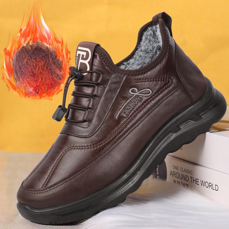 New Autumn and Winter Men's Plus Velvet Warm High-top Boots Lightweight Casual Sports Shoes with Soft Sole
