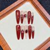 Handmade Red Christmas & New Year Manicure False Nails