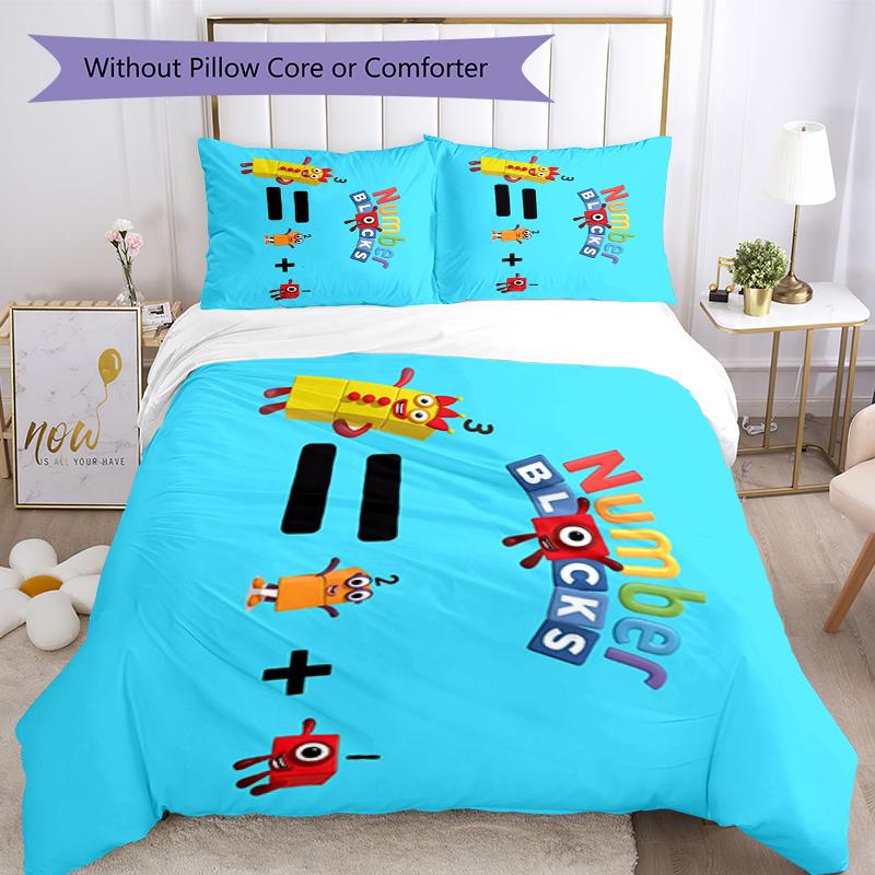 Numberblocks Bettwäsche-Set Atmungsaktiver Bettbezug mit Kissenbezügen Heimdekoration Geburtstagsgeschenk