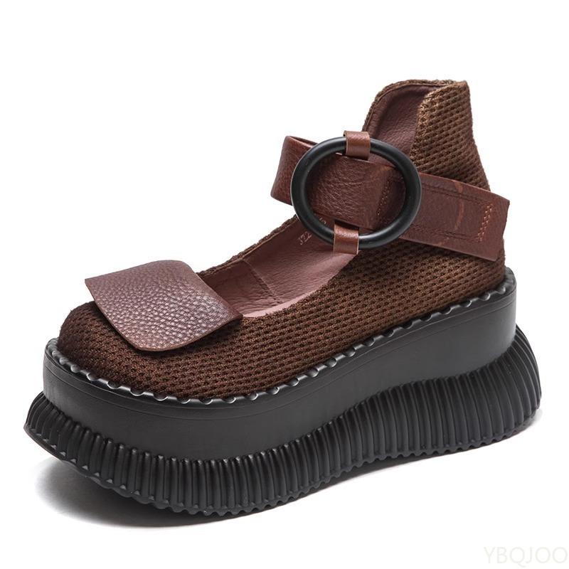 Fashion Summer New Women's Shoes Thick soled Slope Heel Sandals Fashionable Retro Simple Comfortable Height Increasing Women's Shoes