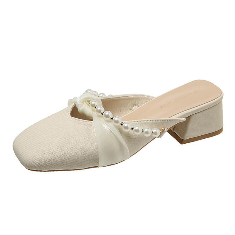 Baotou Half Slippers Women's Summer Wear New Sandals with Skirts, Beautiful High-heeled Half-support Single Shoes