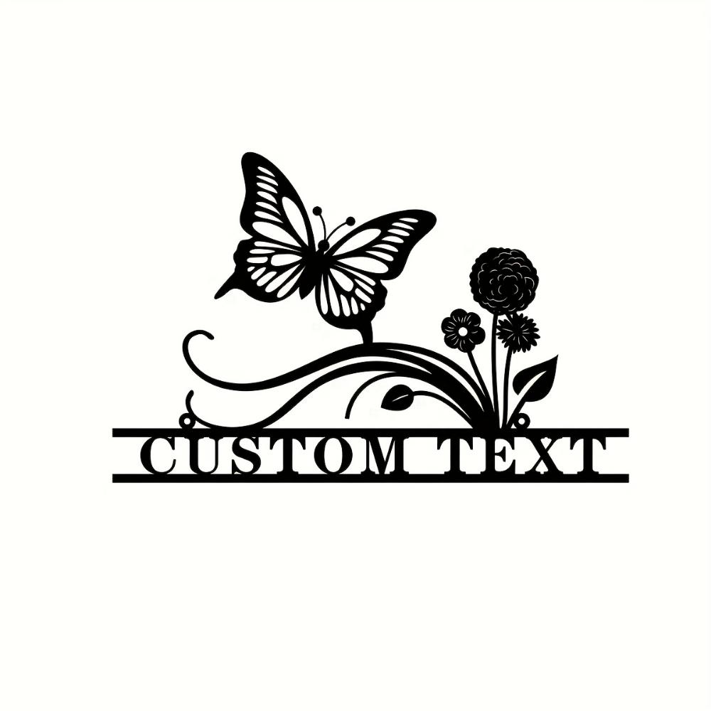 Butterfly Flower Metal Door Sign Custom Address Plaque Outdoor Rustproof