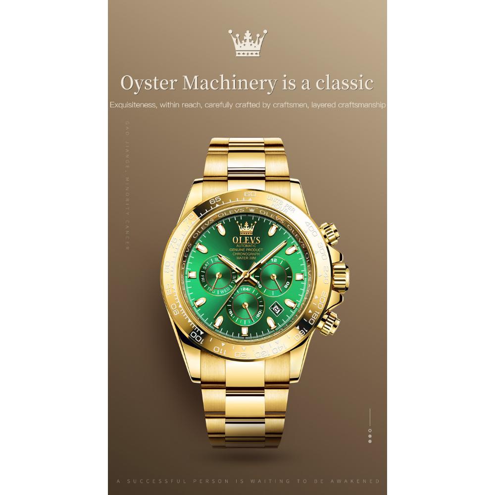 OLEVS New Quality Three-eye Watch Luminous Waterproof Multifunctional Automatic Mechanical Watch for Men
