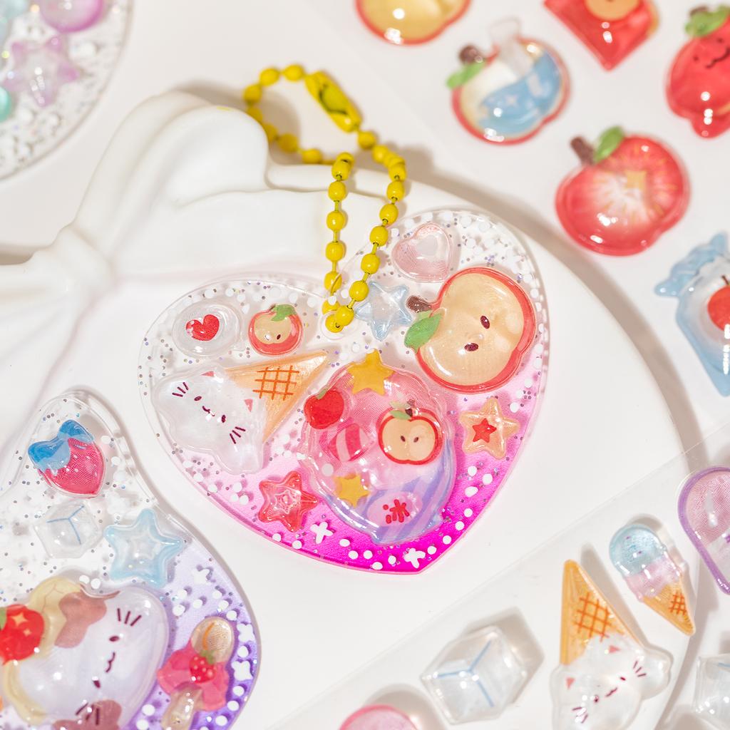 Sweet Candy Party Stickers 3D Embossed Decals for Notebook Phone Case Photo Album Dairy Guka Decoration