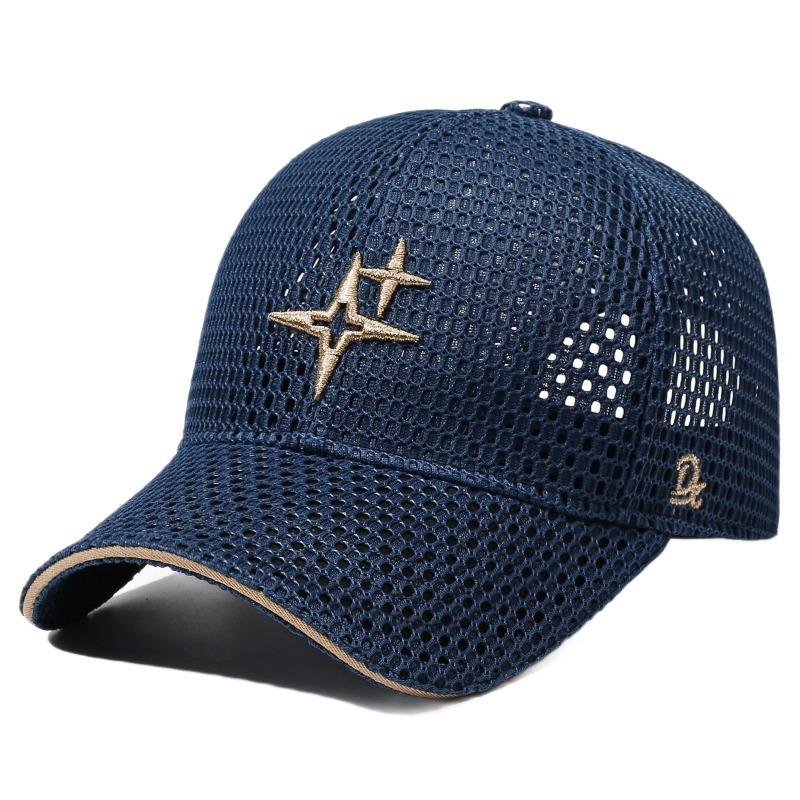 Summer Mesh Breathable Baseball Cap Star Embroidery Casual Hat Unisex Outdoor Travel Sports Sun Protection Peaked Cap