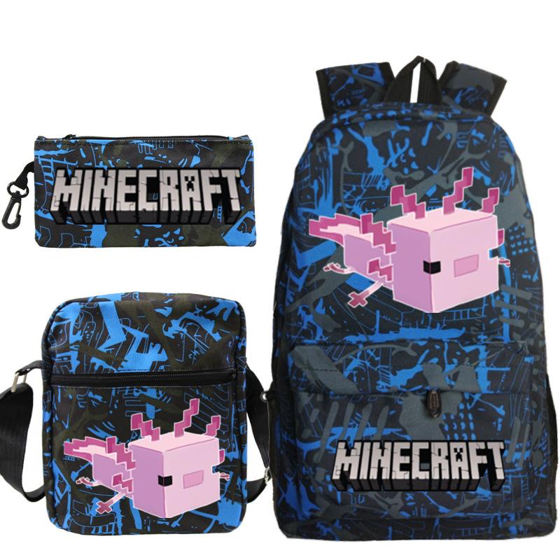 Game Minecraft Printed Children'S School Bag Oblique Span Bag Stationery Pencil Bag Student Backpack Set