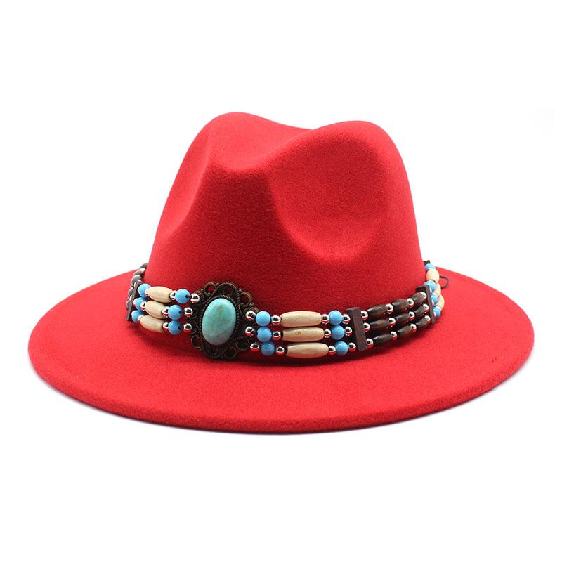 Jazz Hat Woolen Imitation Wool Felt Hat Neutral Versatile Top Hat Men'S And Women'S Cowboy Hats