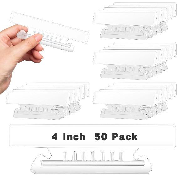 50 Pieces 4 Inch Clear Hanging Folder Tabs Hanging File Folder Tabs Clear Tabs for Hanging File Folders for 3 1/2 Inch Hanging File Folders with Tabs 50