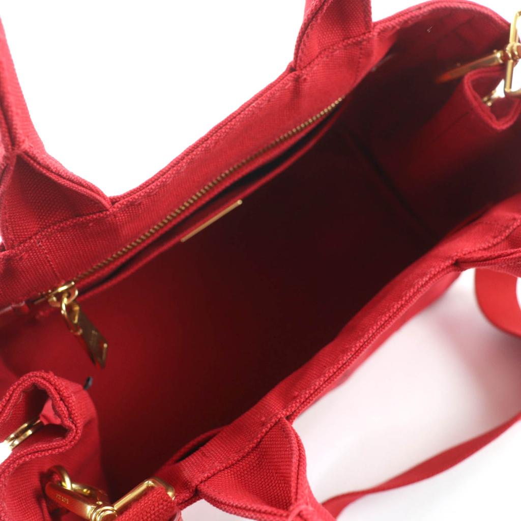 Ausgezeichnete PRADA Handtasche Canapa Dreieck Mit Logo 2-Wege Canvas Tragetasche 1BG439 Gebraucht