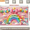 2D Colorful Rainbow & Balloon Happy Birthday Backdrop 2D Photo Background