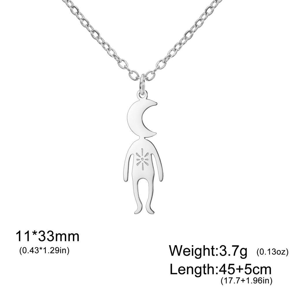  Spiral Moon Star Planet People Necklace for Children Fashion Fun Space Enthusiasts Pendant Necklaces Party Jewelry Gifts