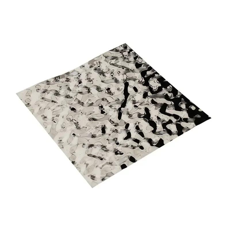 1pc 40cmx2m Aqumotic Peel and Stick Wallpaper Customized Wave Decorative PVC Plate Background Wallpapers Fake Metal Mirror Embos