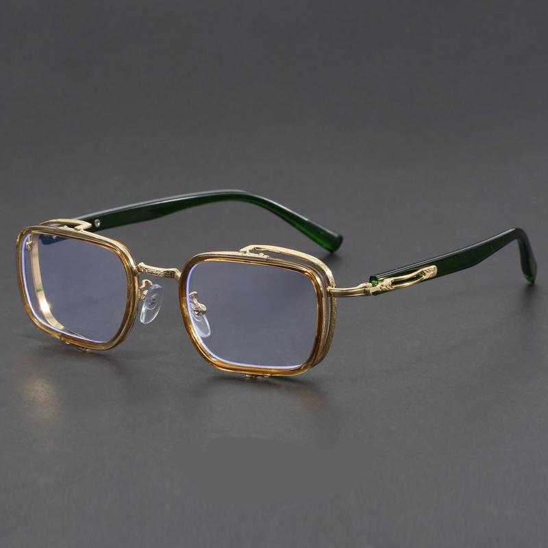 

Metal Frame Small Square Reading Glasses Unisex Anti-fatigue Blue Light Blocking Carving Eyeglasses Prescription Diopter 0 to +6 0
