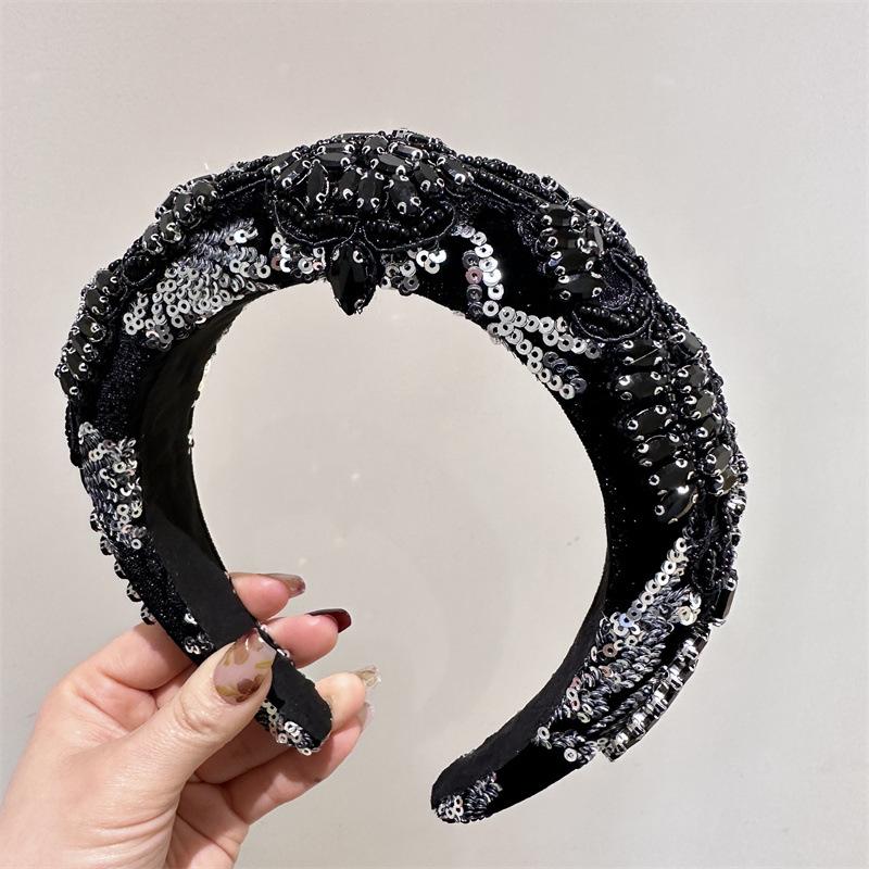

Зеленая повязка на голову со стразами Блестящая хрустальная бриллиантовая повязка для волос Модная мягкая повязка для волос для девочек и женщин Аксессуар для волос