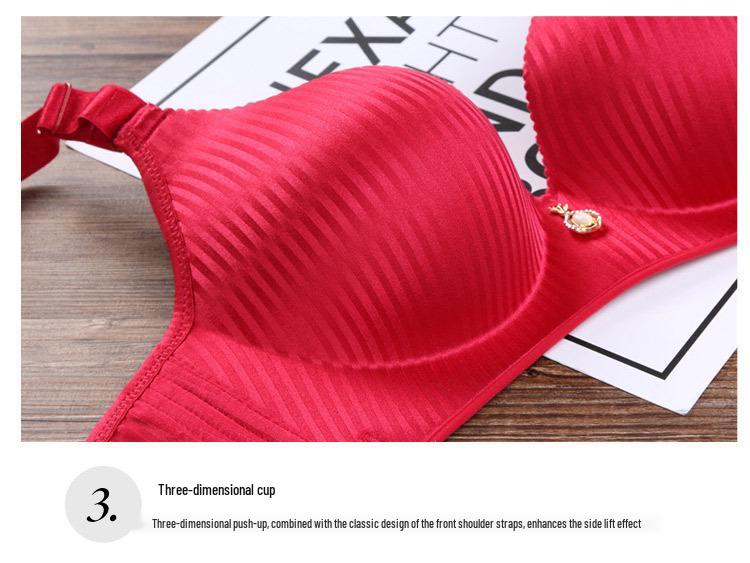 Thickened Seamless 8cm Bust Gathering Bra Set: Adjustable, Wire-free, Side Bust Control