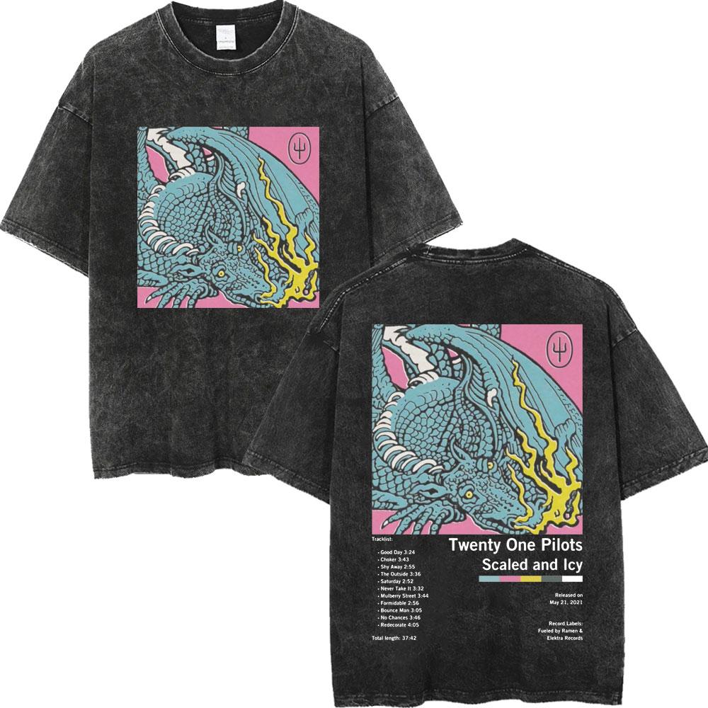 Twenty One Pilots Dámské Pánské Prané Oversized Tričko Streetwear Harajuku Bavlněné Tričko Kapela Ženské Pánské Letní Krátký Rukáv Trička