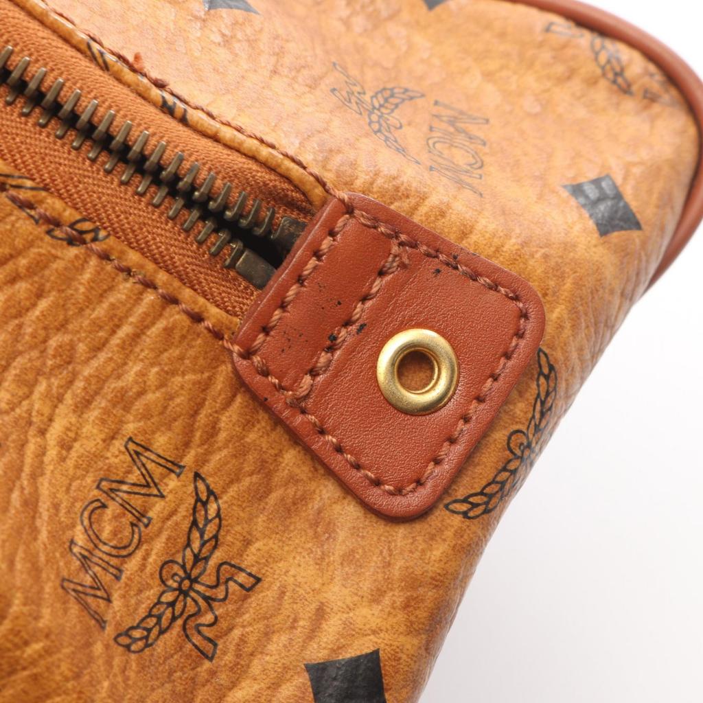Used MCM Visetos 2WAY Handbag PVC coated canvas leather Brown Used Women