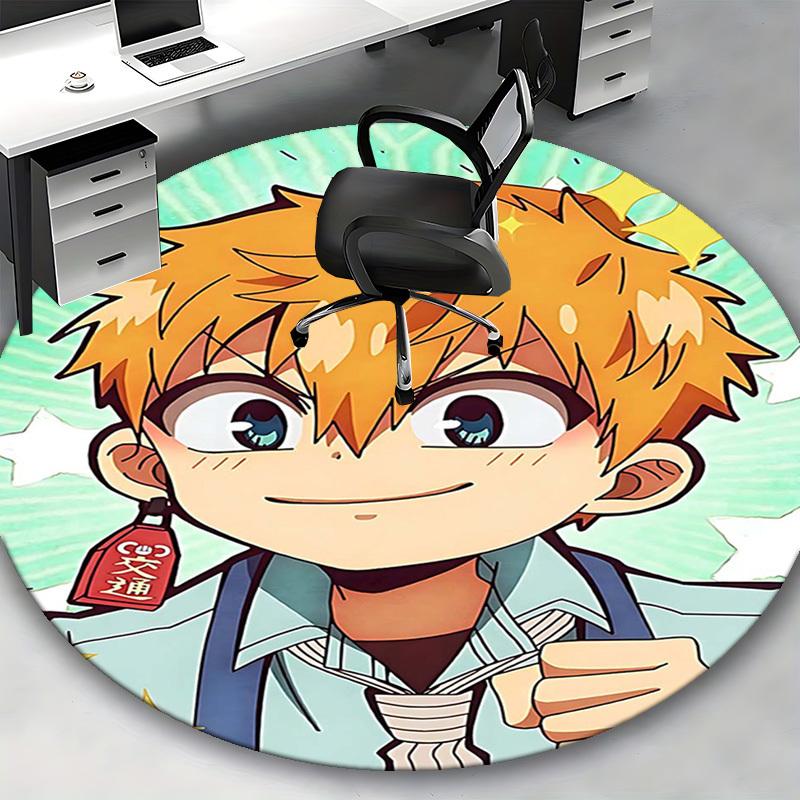 1pc Anime Cartoon Design Round Carpet Office Chair Mat, NonSlip Rug for Home Decor