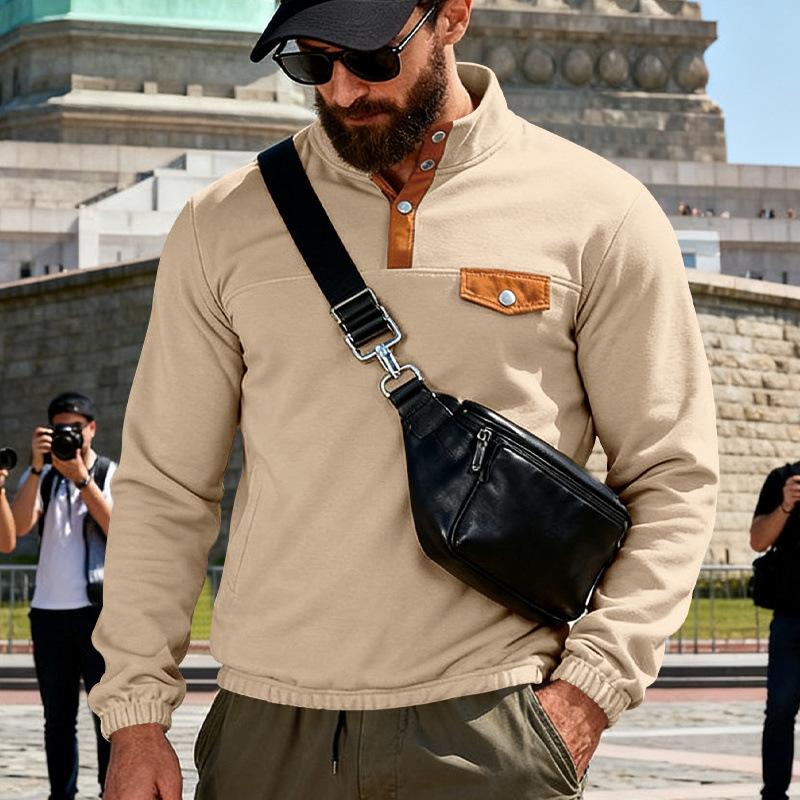 2025 New Autumn and Winter Fashionable and Versatile Simple Solid Color Men's Loose Sweatshirt