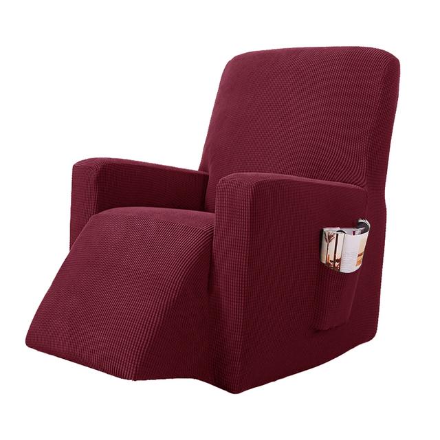 Stretchy Recliner Slipcover Updated Woven Jacquard Recliner Chair Cover With Side Pocket Anti -Slip Fitted Recliner Cover Couch Protector