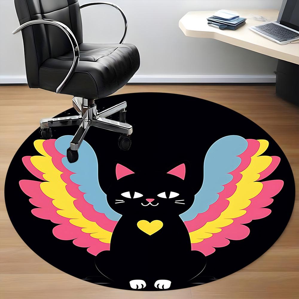 1PC Angel Cat Chair Carpet for Office, Indoor Non-Slip Washable Carpet, Soft Comfortable Mat For Office Room yy250930110