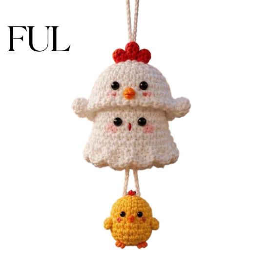Hand Woven Ghost Decor Halloween Crochet Hanging Decoration, Handmade Ornament for Car Knitted Bag Charm Rearview Mirror, Knit Yarn Pendant