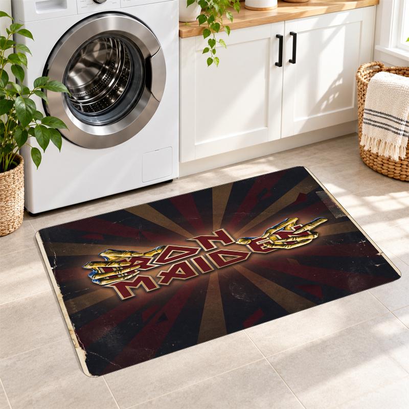 Flannel Kitchen Mat Iron Maiden Soft Area Rug Non Slip Floor Carpet Home Decoration