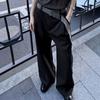 Old Money Wind Pleated Three-dimensional Cut Striped Strap Suit Pants Men's Spring and Autumn Hemming Straight A-shaped Casual Pants