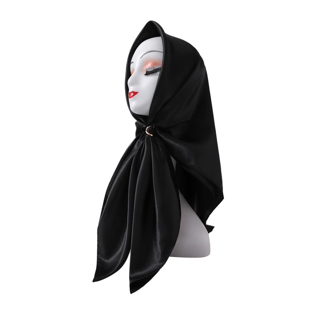 Fashionable New Versatile Headscarf Large Square Scarf Solid Color Scarf Women'S Simulated Silk Satin Scarf