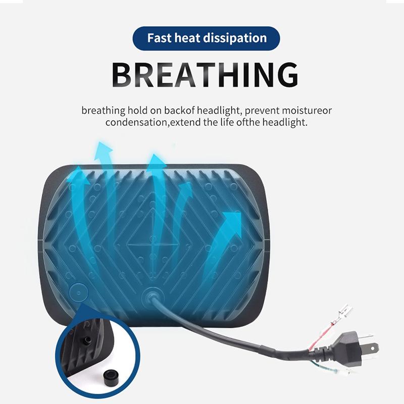 7x6'' 5X7 Inch Led Headlight Square Hi-Lo Beam Halo For Jeep Cherokee XJ Wrangler YJ Motorcycle Car Off-road Truck H6054 H5054