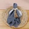 10Pcs 32x32cm Handmade Cloth Napkins with Fringe, Delicate Rustic Decorative Table Napkins for Wedding/Dinner/Party