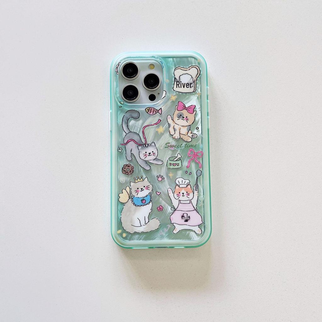Adorable Cartoon Cat iPhone 17/16PRO Protective Case - Full Coverage, Drop-Proof Design, Compatible with 15/14P Models