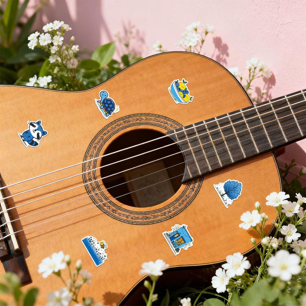 50 Cartoon Japanese- Blue And Animal Stickers For Water Bottles, Notebooks, Luggage, Journals, And Creative Decorative Stickers
