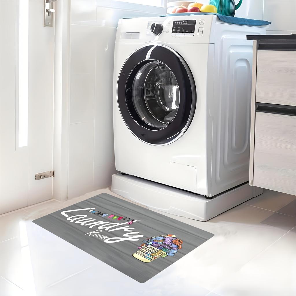 Modern Gray Wood Board Laundry Print Area Rug, Soft Non-Slip Indoor Outdoor Floor Mat for Living Room and Bedroom