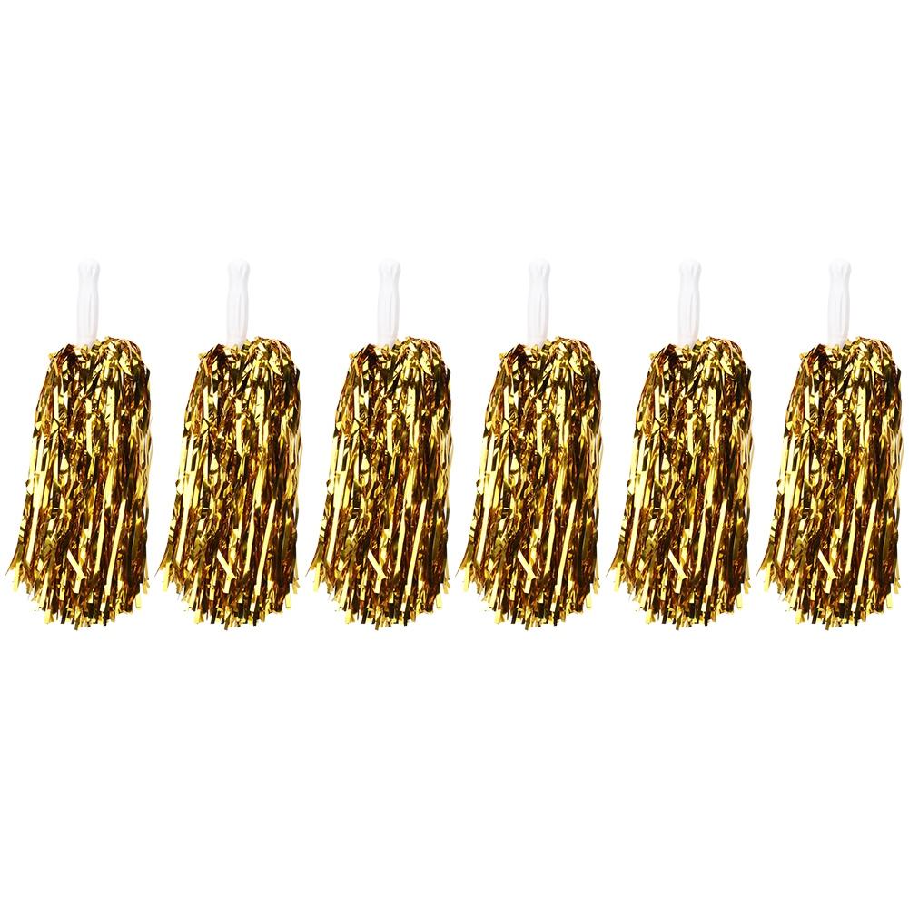6PCS Cheer Ing Poms Flower Ball for Sport Competition Football Basketball MatchGold