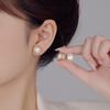 Pearl Stud Earrings Advanced Sense Anti-Allergic Square Face Ancient Cold Wind Universal Earrings