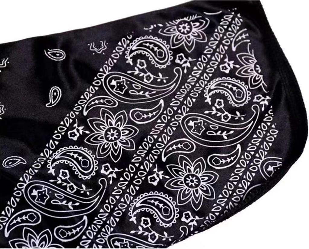Trifong Durag Navy Paisley Shiny Fabric Pirate Bandana Hip Hop Dance Wave Cap Doo Rag Hiphop Costume Dance Costume Rapper Breakdance Dancer Bandana