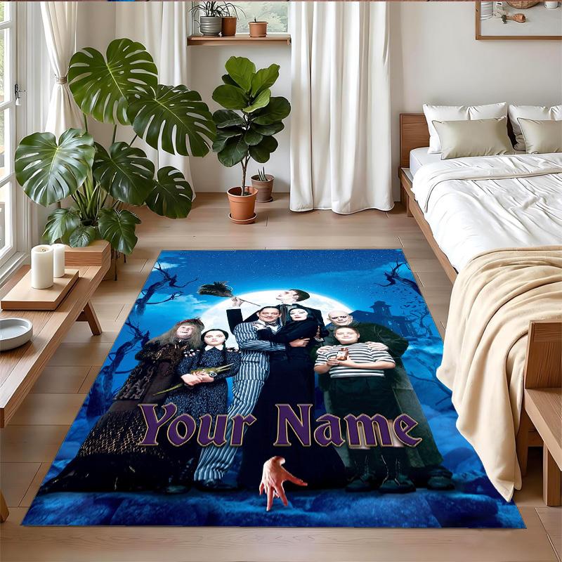 Crystal Velvet Rug Custom Name Text, Soft Non Slip Floor Mat Home DecorThe Addams Family