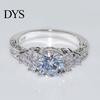 Gemstone Luxury Cubic Zirconia Inlaid Women Engagement Bride Wedding Party Ring Jewelry Gift