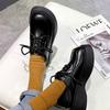 Spring and summer new retro black versatile muffin heightening shoes platform small leather shoes