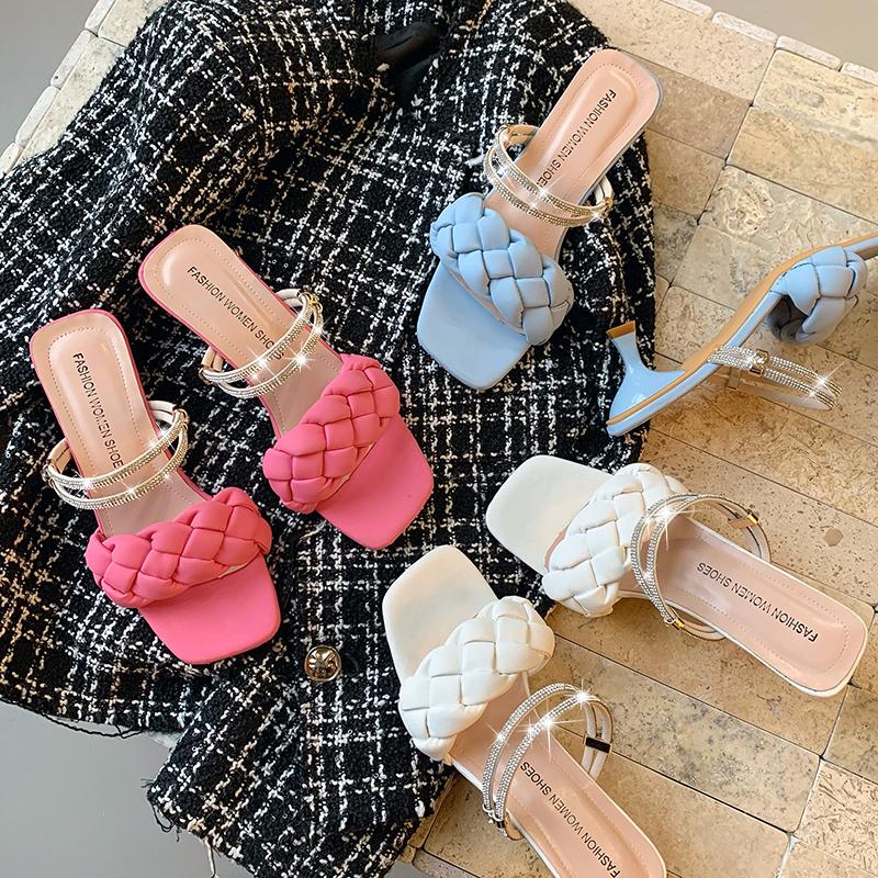 Elegant Women Crystal Shoes Summer Pumps Sandals Jelly Slippers Open Toe High Heels Women Slippers Shoes Stiletto Heels Sandals