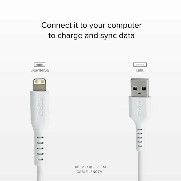 Sbs Usb 2.0 - Lightning Cable 1m White for Data Transfer and Charging