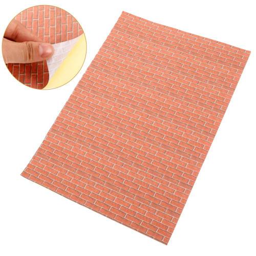 YARDWE Dollhouse Wallpaper, 2 Sheets Dollhouse Floorboard Brick Pattern Wallpaper Floor Paper Stickers Dollhouse Flooring Mini Wall Paper DIY 1/12 Dol