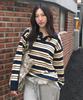 CGP (Women) Striped Collar Knit - Dark Navy
